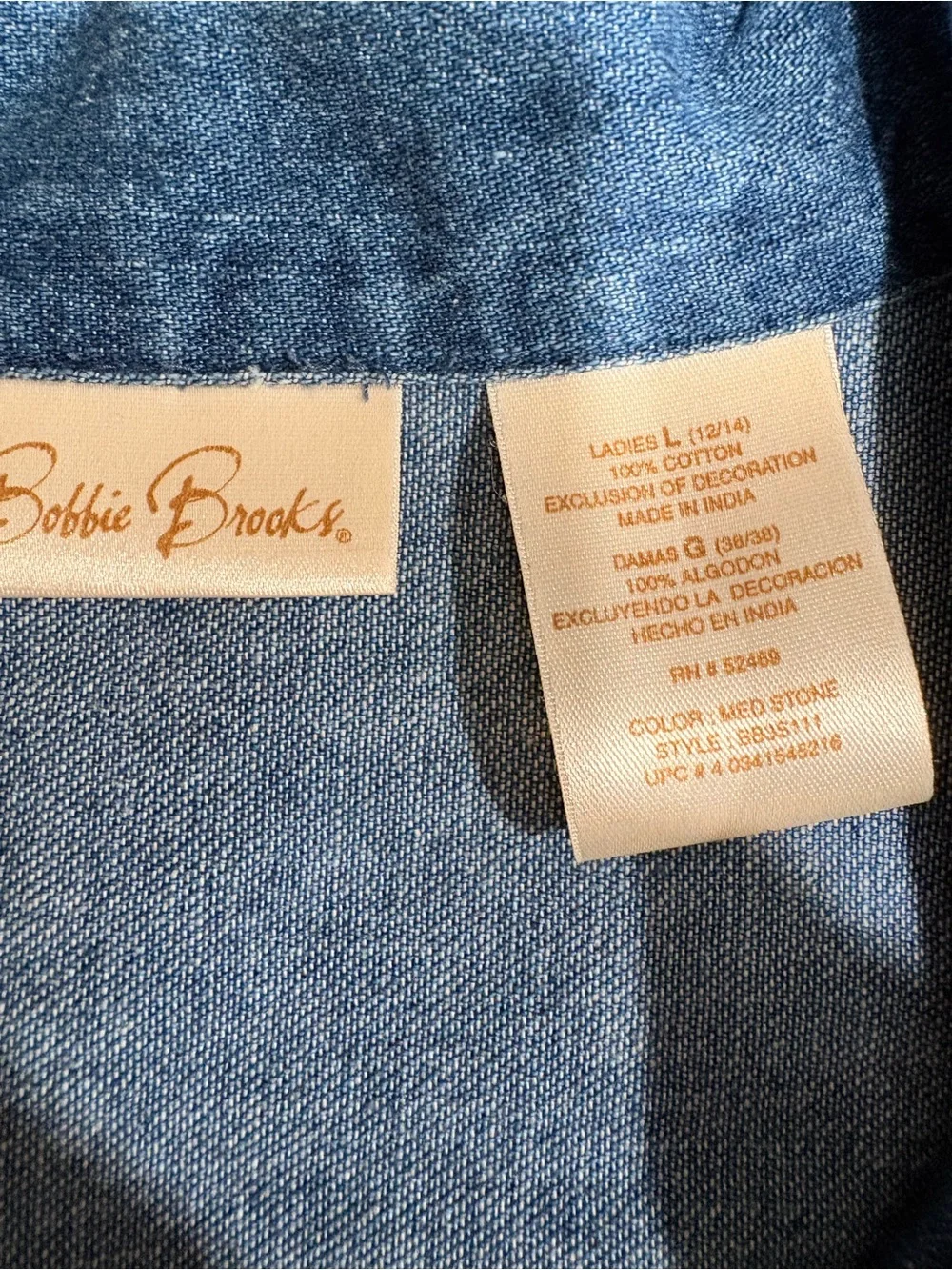 Bobbie Brooks Blue Denim Jacket with Multicolor Floral Embroidery
